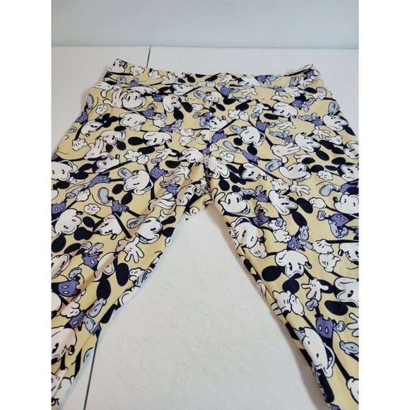LuLaRoe Disney TC light Yellow Leggings w/ vintage Mickey Mouse unicorn - Picture 3 of 9